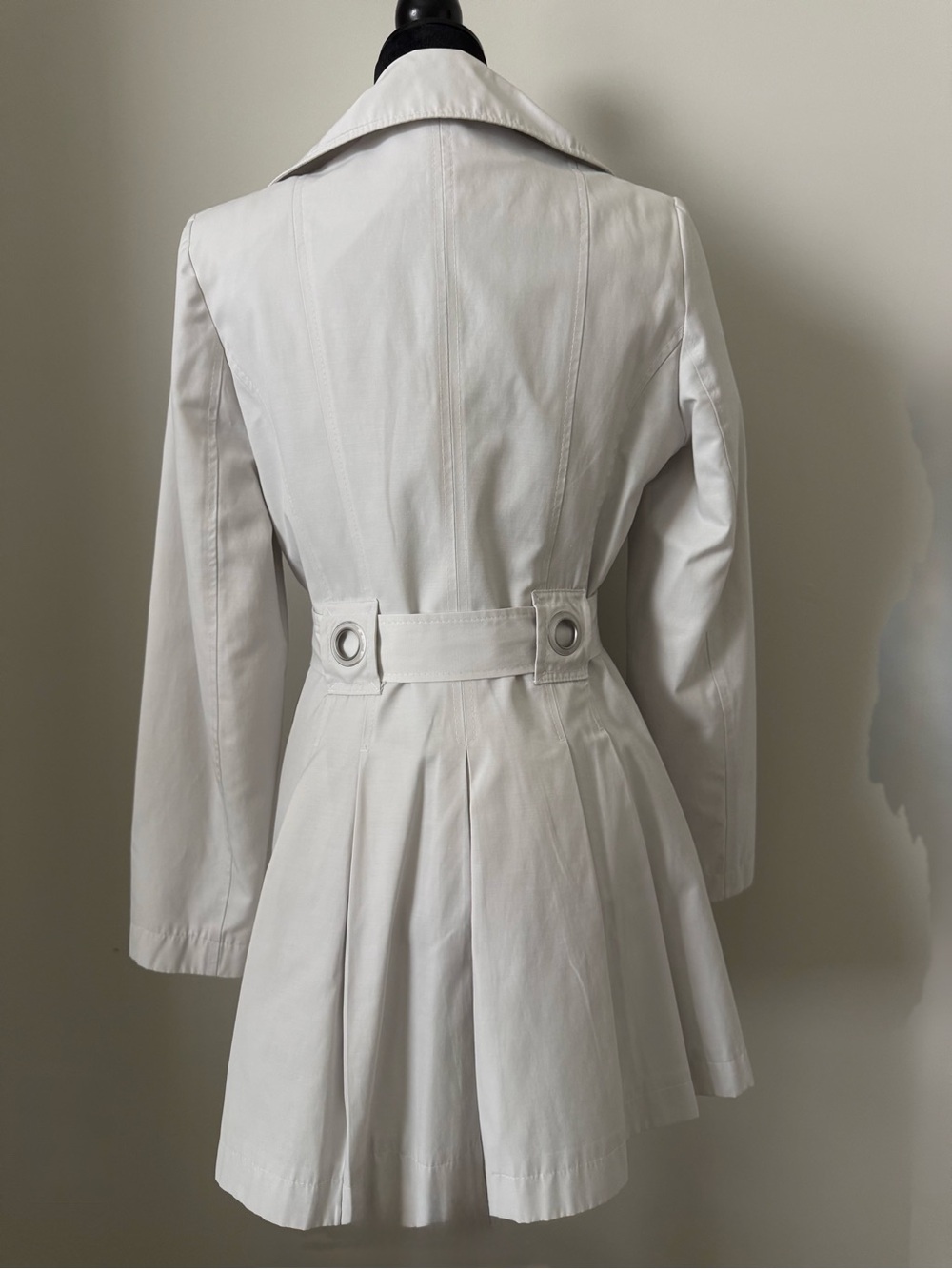 Via Spiga Off White Double Breasted Trench Coat Belted Jacket Size M - Picture 2 of 2